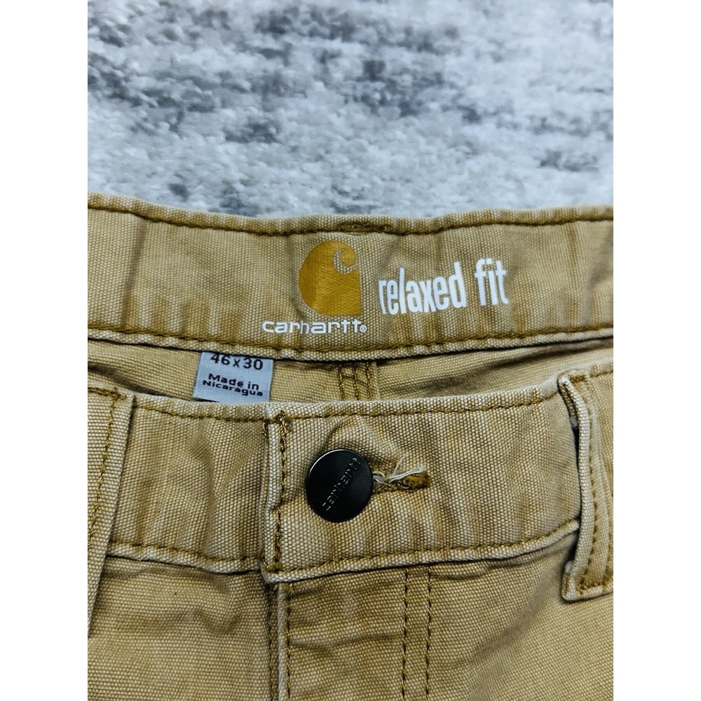 Carhartt Men's Relaxed Fit Mens 46x30 Rugged Flex Tan Brown Canvas Work Pants - Picture 4 of 11